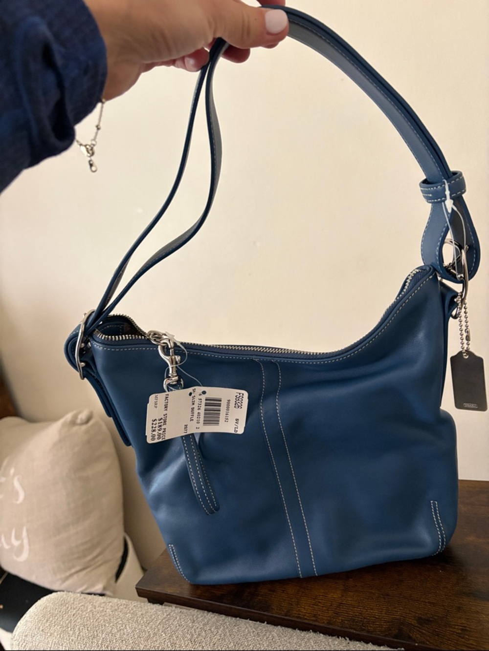 Coach Navy Blue Leather Shoulder Hobo